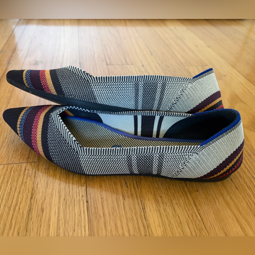 Rothy's The Point Knit Flats in Multicolor Inverse Stripe - Picture 4 of 7